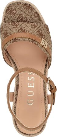 Босоніжки жіночі GUESS Taani на танкетці, коричневі, 39.5 EU, з логотипом