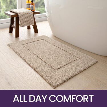 Килимок для ванної кімнати DEXI: антиковзаючий, м'який, з мікрофібри, 60x90 см, бежевий