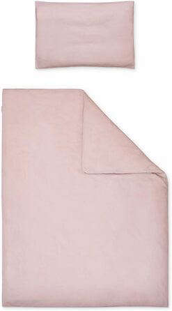 Набір постільної білизни Ehrenkind® з мусліну | 100% органічна бавовна | Стандарт 100 by Oeko-TEX | Джинсова синя | Постільна білизна 135x100 (Feinbiber Rose, 100x135cm + 40x60cm)