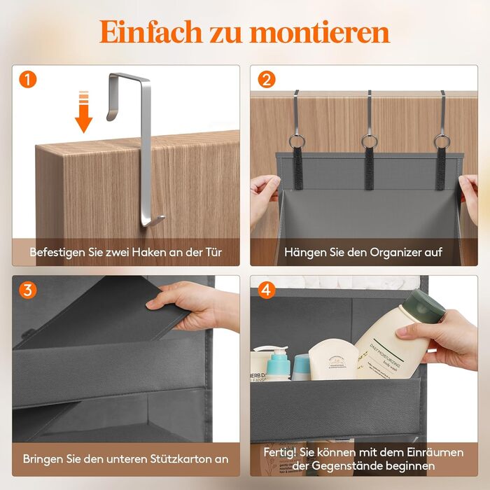 Органайзер для підвішування Lifewit Türorganizer з 5 полицями та 4 кишенями, сірий (1 шт.)