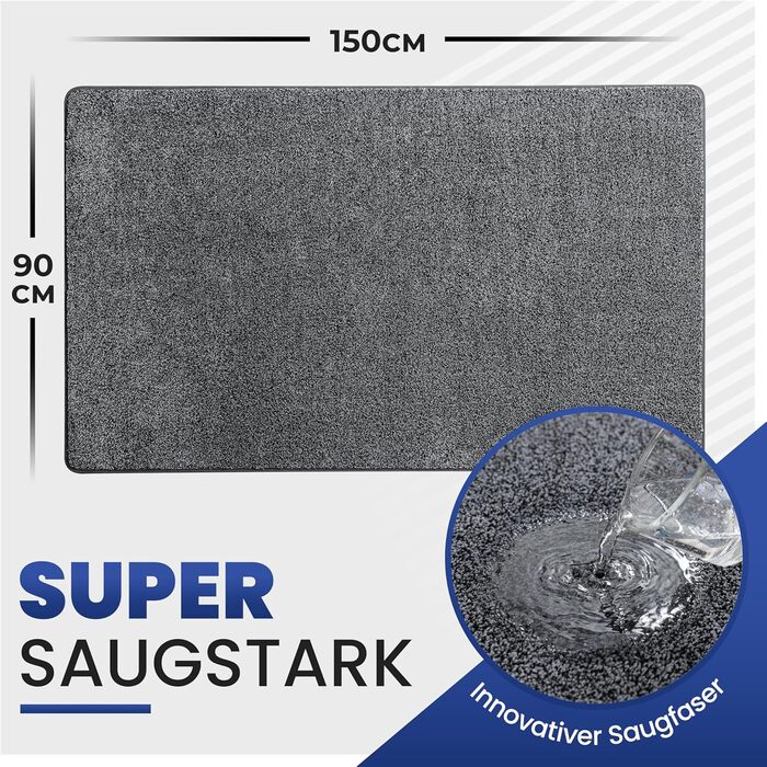 Килимок для входу Mibao SoftStep Luxus 60x90 см сірий - антиковзкий, вологопоглинаючий килимок для дому та коридору, машинне прання