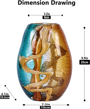 PlivBloom Blue-Green Glass Heads - Hand Blown Murano Glass Flower Vase Decor for Bookshelf & Living Room