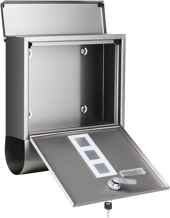 Поштова скринька SONGMICS з замком, оглядовим вікном та відділенням для газет, сіра (GMB20AG) - 10x30.8x33.8 см