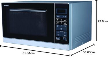 Мікрохвильова піч Sharp R342WW Solo 25 л, 900 Вт, білий колір, з LED-дисплеєм та 8 автоматичними програмами