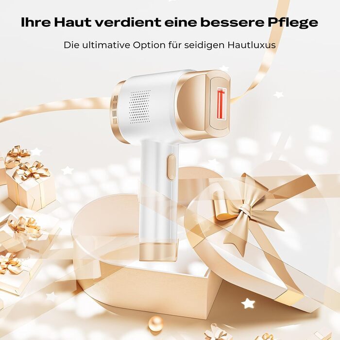 Пристрій для епіляції IPL з охолодженням 8°C, 9 рівнів, 600 нм, LCD-екран, для жінок та чоловіків, обличчя, руки, бікіні-зона, тіло, золотий