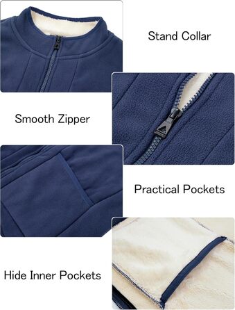 Чоловіча флісова жилетка AIEOE для осені/зими, тепла, з 4 кишенями, стійким коміром, без рукавів, для активного відпочинку, розмір EU S-XX (Asie 2X-6X), колір блакитний, XXL