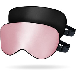 Набір 2 шт. Шовкові маски для сну OLESILK, 100% шовк, для жінок та чоловіків, унісекс, рожевий + чорний