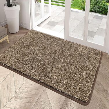 Привратний килимок Pauwer протиковзний та зносостійкий, мийний килим для вхідних дверей, тераси та саду (60 x 90 см, Коричневий)