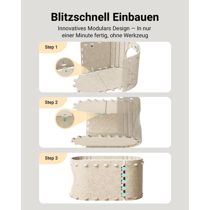 Будиночок для котів з фетру, лежанка для котів, затишна кімната для котів, 58 x 33 x 30 см, ігровий Peek-a-Boo, зимовий, захист кігтів, бежевий, 1 шт.