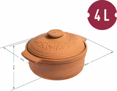 Browin® Clay Roaster, Oval, 4 Liters | Clay Roaster Steamer | Roman Clay Oven | Casserole Dish for Fat-Free Cooking and Baking Bread and Cakes | Roasting Pot (4 Liters Oval) Clay Roaster 4 l