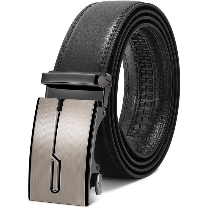 Чоловічий шкіряний ремінь WERFORU з автоматичною пряжкою, регульований, 3.5 см, для костюма та джинсів, E-чорний, 145 см (обхват талії 105-125 см)