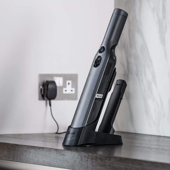 Shark WandVac 2.0 Бездротовий міні-пилосос, сірий, WV270EU - потужний, легкий, з насадкою для щілин та універсальною насадкою, час роботи 8 хвилин
