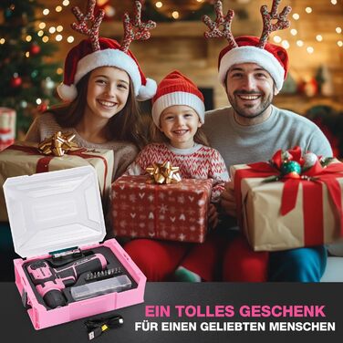 WORKPRO 8V акумуляторний дриль-шуруповерт, комплект з кейсом, 2000 mAh, 10 мм патрон, 12 Н·м, LED-ліхтик, 21 шт. аксесуарів, для ремонту та DIY, сірий & зелений (рожевий & чорний)