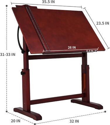 MEEDEN Adjustable Height Art Drawing Table - 90x60cm Painting Table for Artists, Studio Desk for Art, Writing, Reading