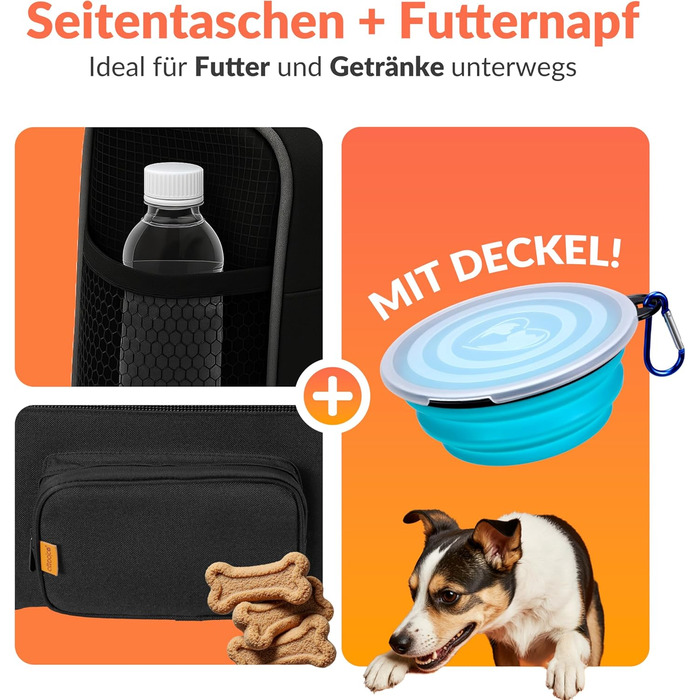 Транспортна переноска для котів до 20 кг, складна, з сонце- та водонепроникним дахом, плечовим ременем та мискою, дихаюча, комфортна, з обертовим подушкою, переноска для котів/собак, для автомобіля, колір антрацит