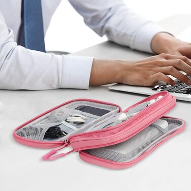 Органайзер для кабелів Simpolor: рожева сумка-чохол для зберігання кабелів, USB-накопичувачів, Power Bank та аксесуарів