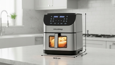 Аерофритюрниця KALEMAX без олії, 8 л, 1800 Вт, срібляста