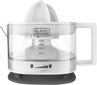 Електрична соковитискачка для цитрусових BLACK+DECKER BXCJ350E, 350W, нержавіюча сталь, регулятор м'якоті, 2 насадки