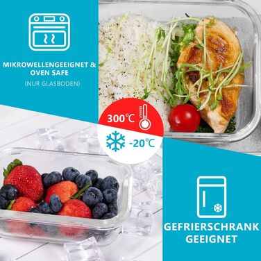 Набір контейнерів для їжі Igluu Meal Prep (10 шт.) – Borosilikatglas, BPA-free, мікрохвильова піч, морозильна камера, посудомийна машина, 370 & 1050 мл
