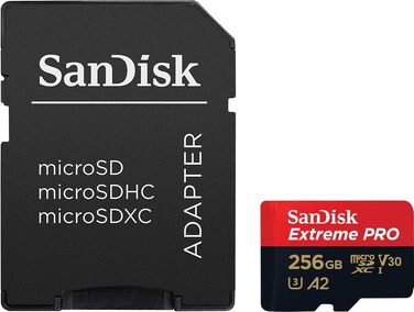 Карта пам'яті microSDXC SanDisk Extreme PRO 256 GB UHS-I U3 V30 A2 (200 MB/s) з адаптером та RescuePRO Deluxe для смартфонів, дронів та екшн-камер