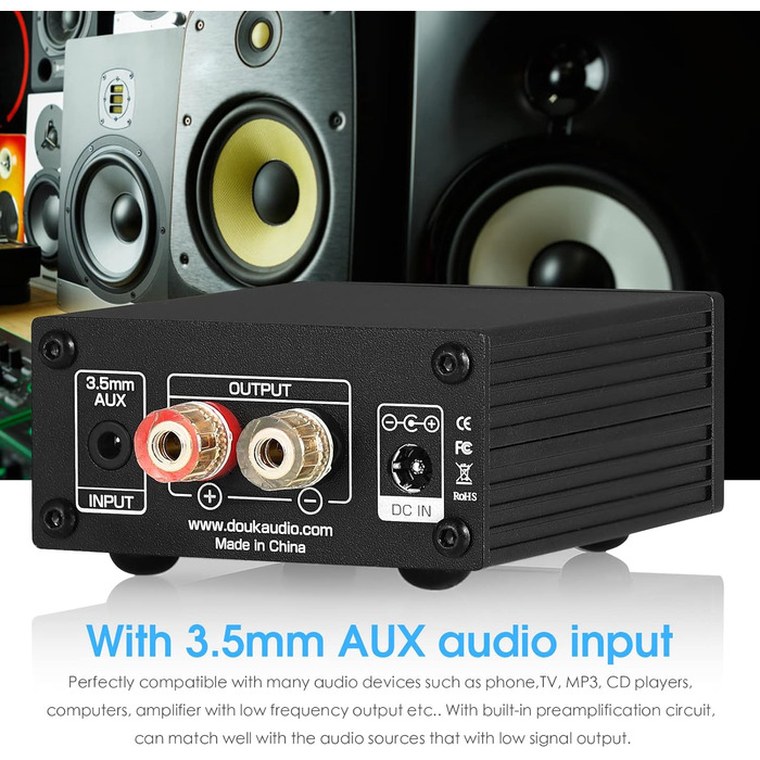 Підсилювач сабвуфера Nobsound 100W, моно, цифровий аудіо підсилювач, міні, чорний, з блоком живлення 19V