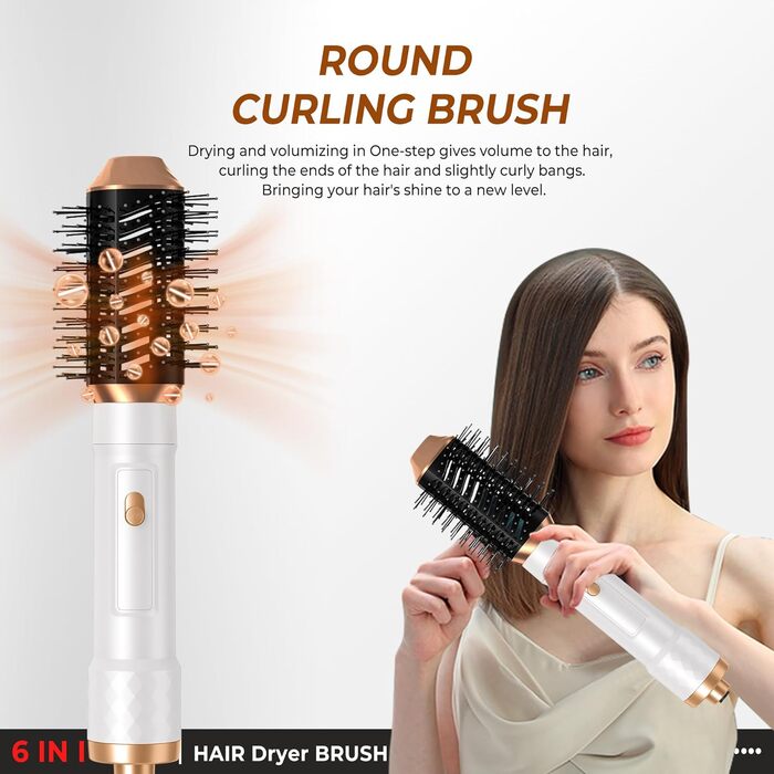 Набір для укладки волосся Pro Hairstyler 6 в 1: фен-щітка, локони, об'єм, сушка, випрямлення | Atopskins | 1000W