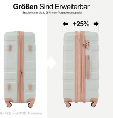 Набір валіз Merax (3 шт) з ABS-пластику, L-XL, з TSA-замком, розширюваний, з культурою та сумкою для подорожей (зелений)