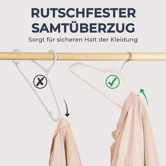Набір вешалок для одягу HOUSE DAY, 50 шт., велюрова поверхня, нековзкі, обертаються на 360°, для сорочок, костюмів, пальто, светрів, штанів, білі