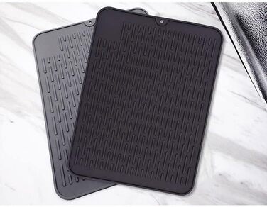 Килимок для посуду WXFLGH 40 x 30 см з термостійкого силікону, протиковзкий, для мийки, стільниці або годівниці для котів (чорний)