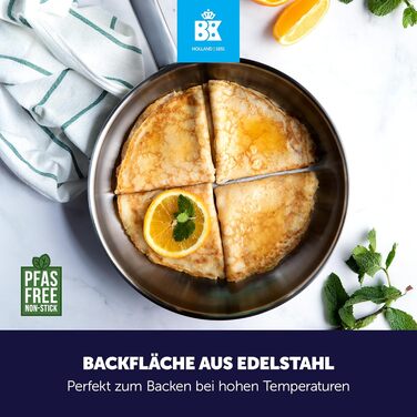 BK Bright Сковорода з нержавіючої сталі 24 см, Cool Grip, професійне приготування, 18/10, індукція, до 230°C, антипригарне покриття, срібна