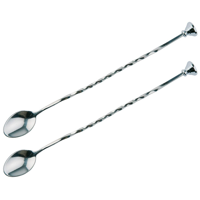 Набір барних ложок з машером (2 шт.), нержавіюча сталь, 27 см, полірована сталь з гвинтовим стержнем