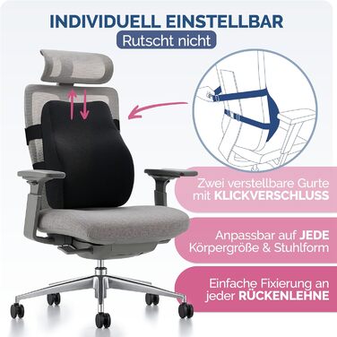 Ортопедична подушка для спини Blumtal з Memory Foam: підтримка попереку, сертифікат OEKO-TEX, знімний чохол