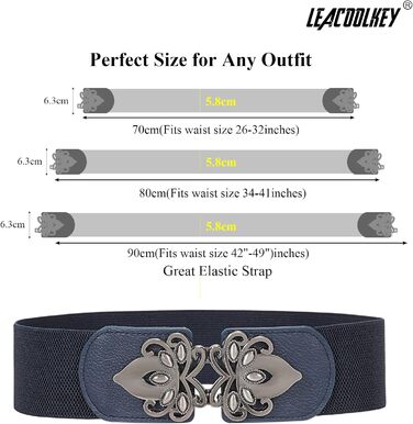Жіночий еластичний пояс LEACOOLKEY 80 см (34-41 дюймів) - чорний, коричневий, бежевий