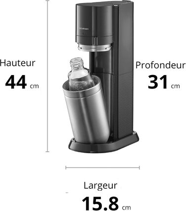 SodaStream DUO комплект: карбонізатор для води з циліндром CO2, 2 скляні пляшки 1л та 1 пластикова 1л (Titan)