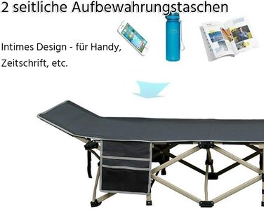 Ліжко складане Yaheetech для кемпінгу, гостьове, сіре 186x66x52 см, вантажопідйомність до 150 кг з сумкою для транспортування