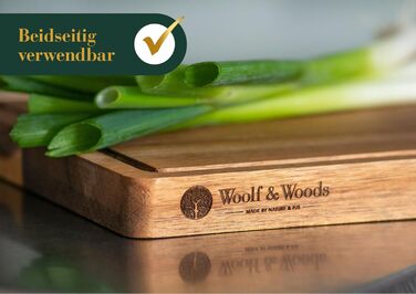 Дерев'яний обробний дошка Woolf & Woods з акціїї, великий, 35x25x3 см | Обробна дошка та сервірувальна таця | Екологічний, не оброблений
