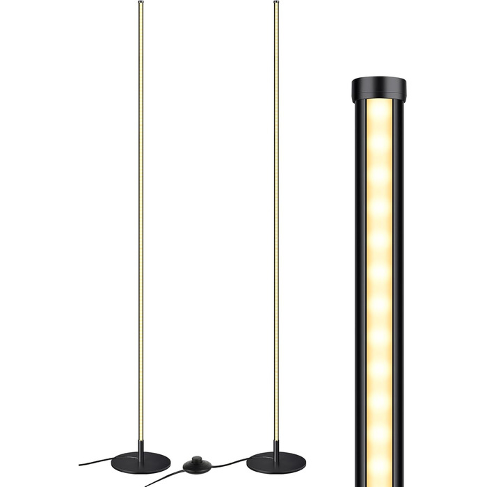 LED торшер Edishine 2 шт. з димуванням, тепле світло 3000K, регульована висота 146 см, для вітальні, спальні, офісу, чорний