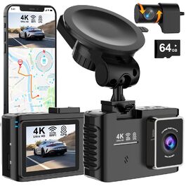 Автомобільний відеореєстратор 4K з GPS та 5GHz WiFi, передня та задня камери, 2.0