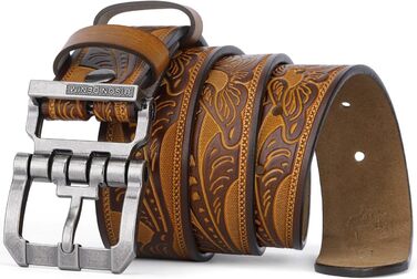 Чоловічий шкіряний ремінь BISON DENIM з класичною пряжкою, міцний, для джинсів, довжина 110 см, підходить для талії 33'-36'