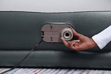 Надувний матрац Novaluxe з вбудованим електронасосом та подушкою, сірий 191x97x38 см