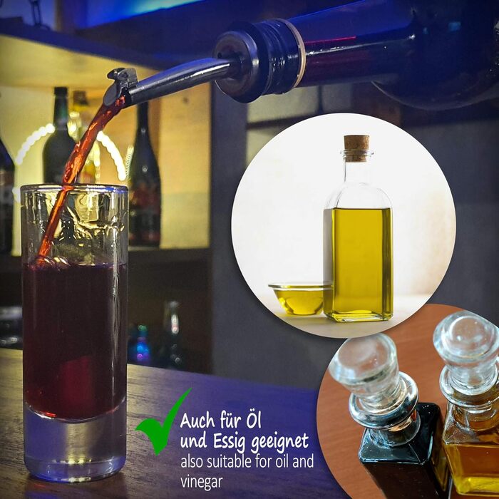 Виливники для пляшок Com-Four® 6 шт. з нержавіючої сталі – дозатор для алкоголю, олії, оцту – для бару, коктейлів, сумісний з усіма пляшками (сріблясті, з кришкою та без)