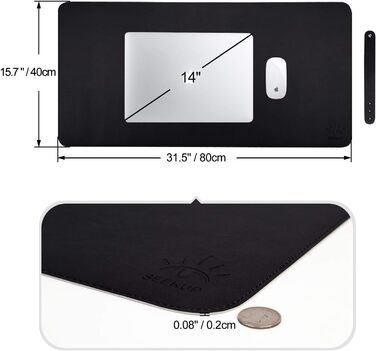 Офісний килимок для миші та столу Violett/Rosa з PU-шкіри, 80x39.9 см, водонепроникний, чорно-сірий