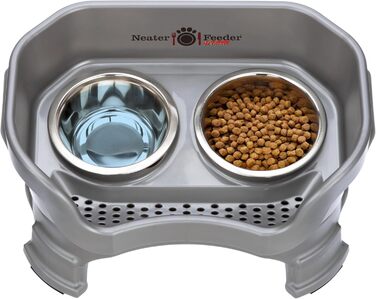 Набір мисок для собак Neater Feeder Deluxe: миски з нержавіючої сталі, піднята платформа, без розливання, для великих собак, сірий (Small)