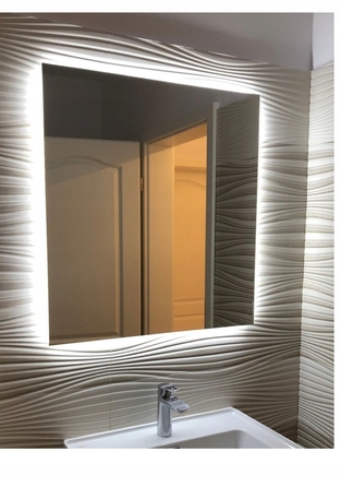 LED-дзеркало у ванну кімнату, квадратне, з підсвіткою, 90x90 см