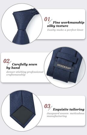 Краватка Hisdern для чоловіків однотонна формальна краватка з нагрудником, комплект, класичний дизайн, для весілля, діловий стиль, вечірка (Темно-синій)