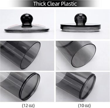 Набір органайзерів для ватних паличок та дисків Tbestmax (4 шт), пластикові аптекарські банки з кришками для ванної кімнати, чорні, 284 мл та 340 мл