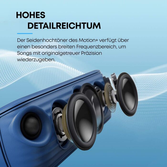 Soundcore Motion+ Bluetooth Портативна Колонка HiFi 30W, Глибокий Бас, IPX7, 12h, USB-C, App, EQ (блакитна)