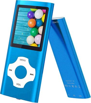 MP3/MP4 плеєр Hotechs 32GB, блакитний: цифровий дисплей, FM-радіо, тонкий дизайн