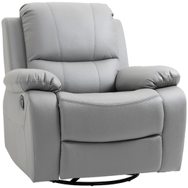 HOMCOM Swivel Recliner TV Chair, 135° Reclining with Footrest, Polyester, Grey, Up to 150 kg (220 lbs), 72x71x60cm (28x28x24 inches) for Comfort and Relaxation