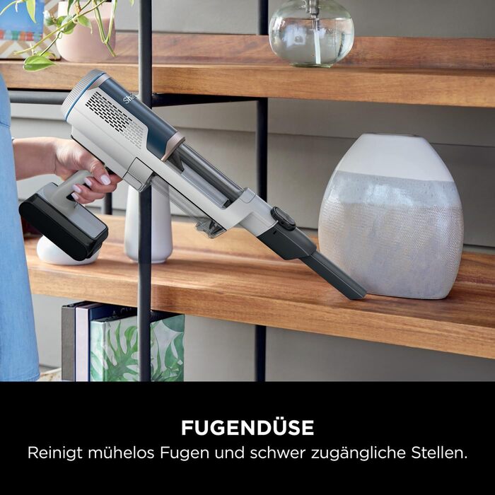 Пылесос Shark Clean & Empty с базой для автоматической выгрузки мусора, до 40 минут работы, беспроводной, самоочищающийся, для шерсти животных, ковров и твердых полов, с LED-подсветкой, тихий, белый/синий, BU3521EU